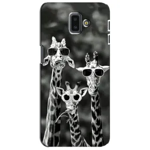 Силиконовый чехол с КАРТИНКАМИ лето для Samsung Galaxy J6 Plus, J6 Plus, J610 (AlphaPrint) (Жирафы в очках)