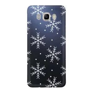 Зимні Чохли для Samsung J7 2016, J710, J7108 - прозорий фон (Білі сніжинки)