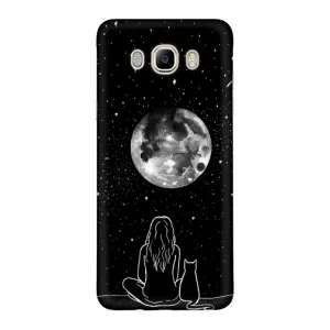 Чехол с рисунком кот на Samsung Galaxy J7 2016 / J710 / J7108 (Девушка с котом)