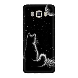 Чехол с принтом для Samsung Galaxy J7 2016 / J710 / J7108 (AlphaPrint) Модные коты (Котик и луна)