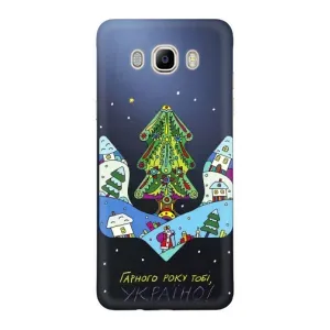 Зимні Чохли для Samsung J7 2016, J710, J7108 - прозорий фон (Різдвяний герб)