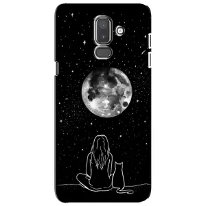 Чехол с рисунком кот на Samsung Galaxy J8-2018, J810 (Девушка с котом)