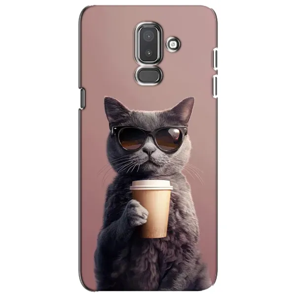Чехол с принтом «Кот с кофе» для Samsung Galaxy J8 2018 (J810)