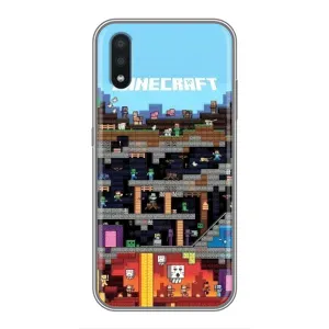 Чехол Майнкрафт на Sansung Galaxy M01 (M015) (AlphaPrint) Minecraft (фон Minecraft)