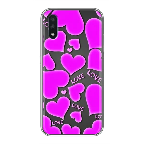 Чохол з принтом «Pink hearts» для Samsung Galaxy M10 (M105)