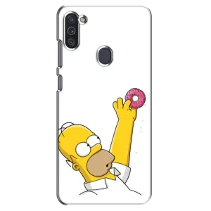 Чехол с Симпсонами для Samsung Galaxy M11 (VPrint) (Гомер с пончиком)