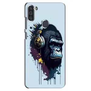 Чехол с Обезьянами Samsung Galaxy M11 - (AlphaPrint) (Горилла в наушниках)