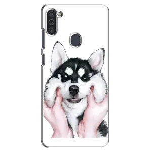 Чехол с Хаски для Samsung Galaxy M11 - (AlphaPrint) (Хаски улыбака)