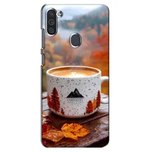 Чехол с уникальным дизайном «Осень с кофе» для Samsung Galaxy M11 (Кофе на природе)