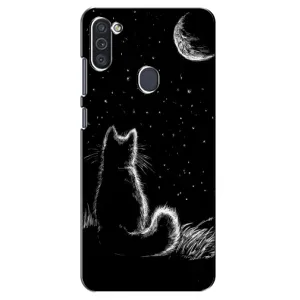 Чехол с принтом для Samsung Galaxy M11 (AlphaPrint) Модные коты (Котик и луна)