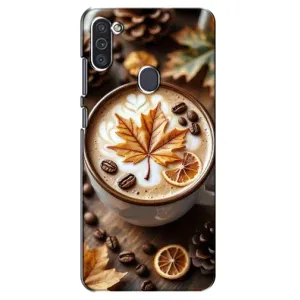 Чехол с уникальным дизайном «Осень с кофе» для Samsung Galaxy M11 (Пряный кофе)