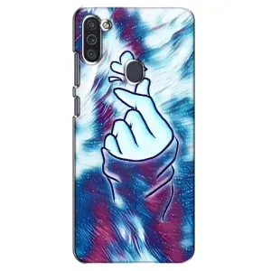 Чехол с принтом для Samsung Galaxy M11 (AlphaPrint - Знак сердечка) (Радужное сердце)