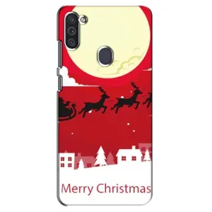 Рождественские Чехлы для Samsung Galaxy M11 (VPrint) (Санта с оленями)