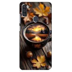 Чехол с уникальным дизайном «Осень с кофе» для Samsung Galaxy M11 (Темный кофе)