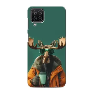 Чохол з принтом стильні тварини для Samsung Galaxy M12:
				Самсунг Гэлексі M12 (Лось з кавою)