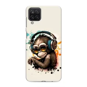 Чохол з Мавпами Samsung Galaxy M12 - (AlphaPrint) (Макака в навушниках)