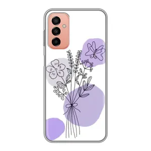 Силиконовый чехол с принтом в цветах на Samsung Galaxy M13 (Букет фиолетовая абстракция)