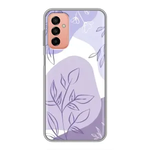 Силиконовый чехол с принтом в цветах на Samsung Galaxy M13 (Фиолетовые листья абстракция)