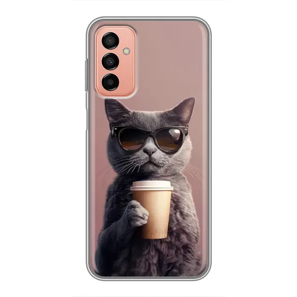 Чехол с принтом «Кот с кофе» для Samsung Galaxy M13