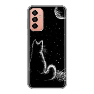 Чехол с принтом для Samsung Galaxy M13 (AlphaPrint) Модные коты (Котик и луна)