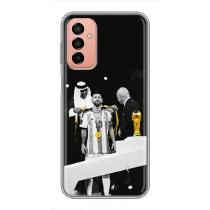 Чехлы для Samsung Galaxy M13 (Leo чемпион) (AlphaPrint) (Месси в накидке)