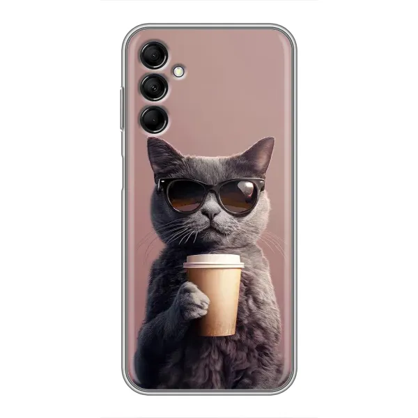 Чохол з принтом «Кіт з кавою» для Samsung Galaxy M14 5g (M146)