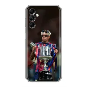 Чехол с футболистом Ламин Ямаль Samsung Galaxy M14 (M146) (Ямаль с кубком)