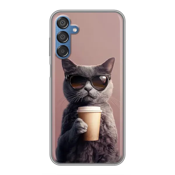 Чехол с принтом «Кот с кофе» для Samsung Galaxy M15 (M156) Чехол с принтом «Кот с кофе» для Samsung Galaxy M15 (M156)
