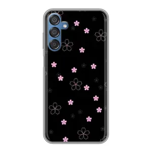 Чохол з розовим принтом для Samsung Galaxy M15 (M156) (Рожеві квіти на чорному)