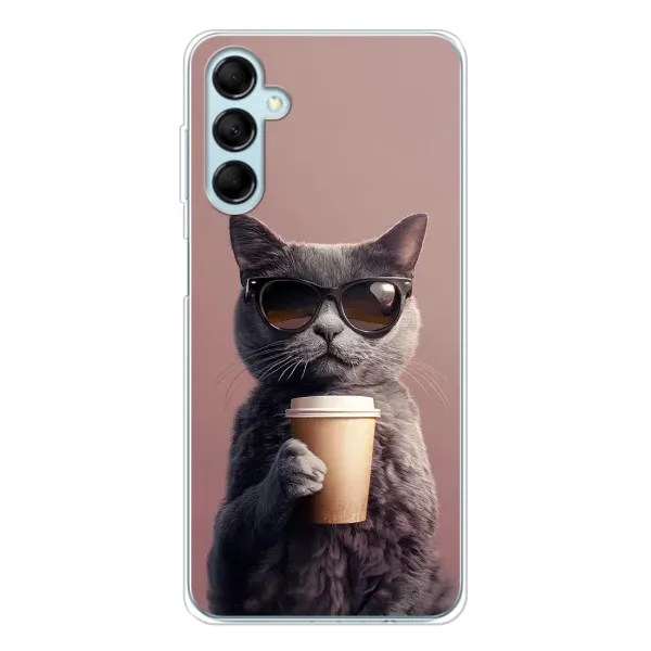 Чехол с принтом «Кот с кофе» для Samsung Galaxy M16