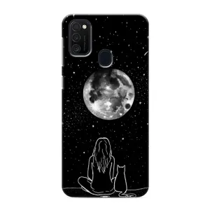 Чохол з малюнком кіт на Samsung Galaxy M21 (Дівчина з котом)