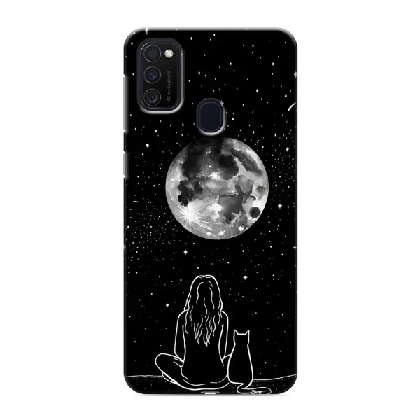 Чохол з принтом «Дівчина з котом» для Samsung Galaxy M21 Чохол з принтом «Дівчина з котом» для Samsung Galaxy M21