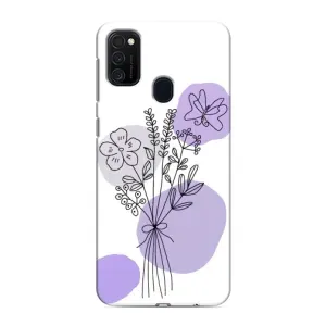 Силконовий чохол з принтом в квітах на Samsung Galaxy M21 (Букет фіолетова абстракція)