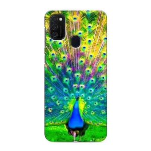 Чехол с птицами на Samsung Galaxy M21 (VPrint) (Яркий Павлин)