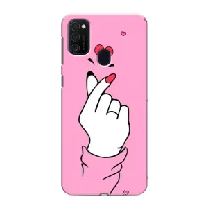 Чехол с принтом для Samsung Galaxy M21 (AlphaPrint - Знак сердечка)