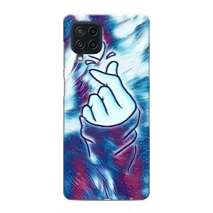Чохол з принтом для Samsung Galaxy M22 (AlphaPrint - Знак сердечка) (Радужне серце)
