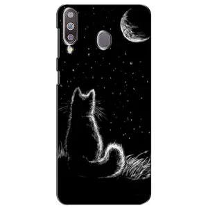 Чохол з принтом для Samsung Galaxy M30 (M305) (AlphaPrint) Модні коти (Котик і місяць)