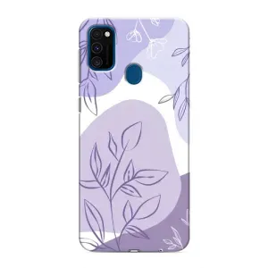 Силиконовый чехол с принтом в цветах на Samsung Galaxy M31 (Фиолетовые листья абстракция)