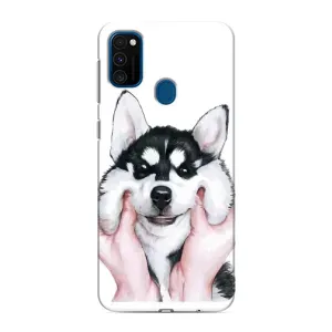 Чехол с Хаски для Samsung Galaxy M31 - (AlphaPrint) (Хаски улыбака)