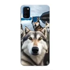 Чехол с Хаски для Samsung Galaxy M31 - (AlphaPrint) (Селфи ХАски)