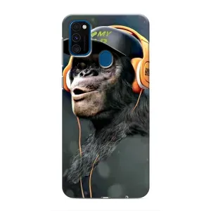Чехол с Обезьянами Samsung Galaxy M31 - (AlphaPrint) (В наушниках)