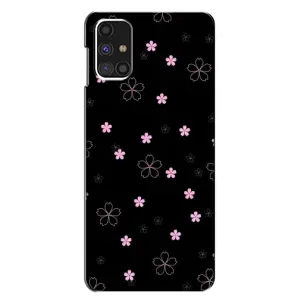 Чехол с розовым рисунком для Samsung Galaxy M31s (Розовые цветы на черном)