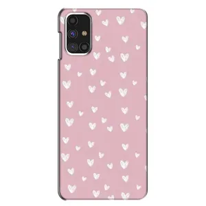 Чехол с розовым рисунком для Samsung Galaxy M31s (Сердечки на розовом)