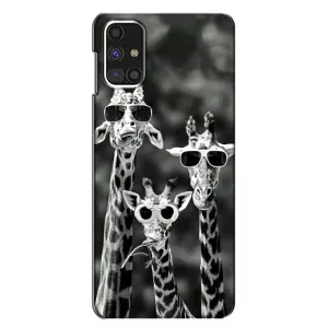 Силиконовый чехол с КАРТИНКАМИ лето для Samsung Galaxy M31s (AlphaPrint) (Жирафы в очках)