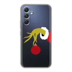 Зимні Чохли для <td>Samsung Galaxy M32 5G </td> - прозорий фон (Грінч з іграшкою)