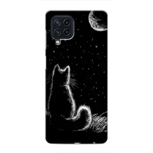 Чохол з принтом для Samsung Galaxy M32 (AlphaPrint) Модні коти (Котик і місяць)