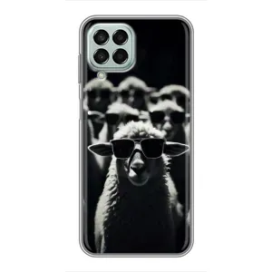Чехол с принтом стильные животные для Самсунг М33 (5G) (Овечка в очках)