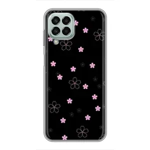 Чохол з розовим принтом для Samsung Galaxy M33 (5G) (M336B) (Рожеві квіти на чорному)