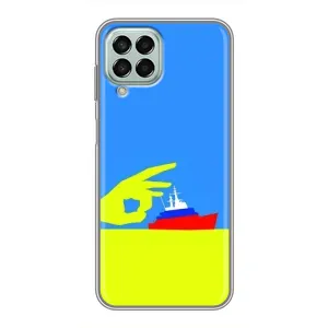 Чехол с принтом (Русский корабль...) для Самсунг М33 (5G) (AlphaPrint) (Щелбан кораблю)