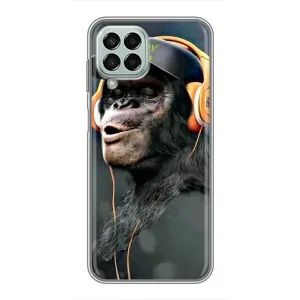 Чехол с Обезьянами Samsung Galaxy M33 (5G) (M336B) - (AlphaPrint) (В наушниках)